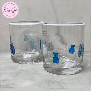 2 Gummy Bear Icon Charm Inlay Juice Whiskey Glass Set
